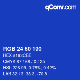颜色代码: RGB 24 60 190 | qconv.com