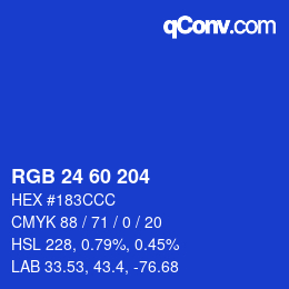 カラーコード: RGB 24 60 204 | qconv.com