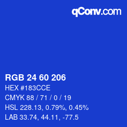 カラーコード: RGB 24 60 206 | qconv.com