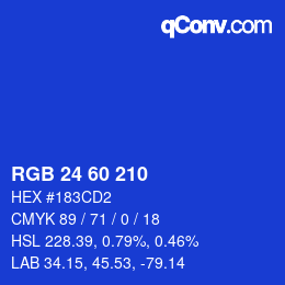 カラーコード: RGB 24 60 210 | qconv.com