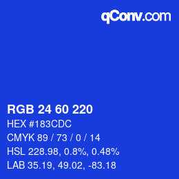 カラーコード: RGB 24 60 220 | qconv.com