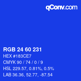 颜色代码: RGB 24 60 231 | qconv.com