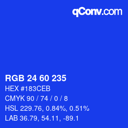 カラーコード: RGB 24 60 235 | qconv.com