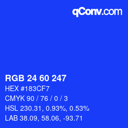 颜色代码: RGB 24 60 247 | qconv.com