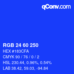 カラーコード: RGB 24 60 250 | qconv.com