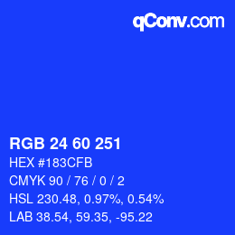 Color code: RGB 24 60 251 | qconv.com