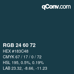 カラーコード: RGB 24 60 72 | qconv.com