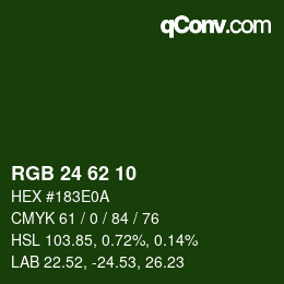 Color code: RGB 24 62 10 | qconv.com