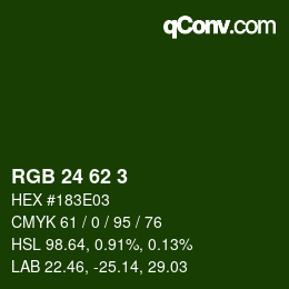 Color code: RGB 24 62 3 | qconv.com