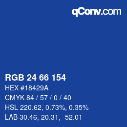 Color code: RGB 24 66 154 | qconv.com