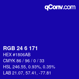 カラーコード: RGB 24 6 171 | qconv.com