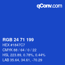 Color code: RGB 24 71 199 | qconv.com