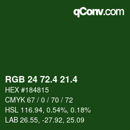 カラーコード: RGB 24 72.4 21.4 | qconv.com