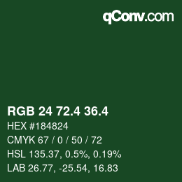 カラーコード: RGB 24 72.4 36.4 | qconv.com