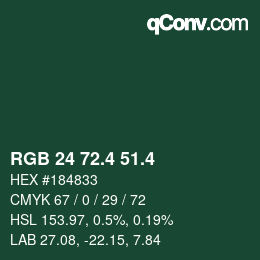 カラーコード: RGB 24 72.4 51.4 | qconv.com
