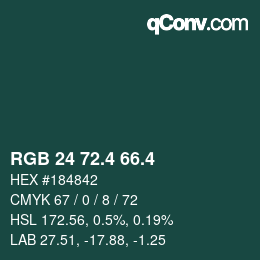 カラーコード: RGB 24 72.4 66.4 | qconv.com