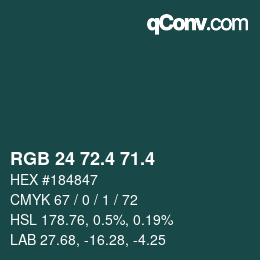 カラーコード: RGB 24 72.4 71.4 | qconv.com