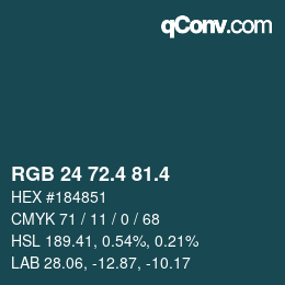 カラーコード: RGB 24 72.4 81.4 | qconv.com