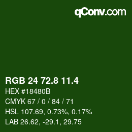 カラーコード: RGB 24 72.8 11.4 | qconv.com