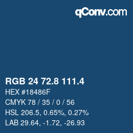 カラーコード: RGB 24 72.8 111.4 | qconv.com
