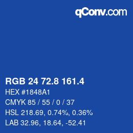 カラーコード: RGB 24 72.8 161.4 | qconv.com