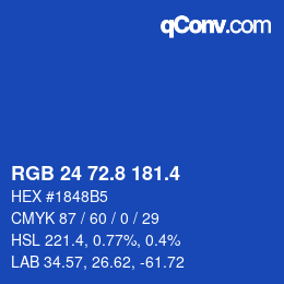 カラーコード: RGB 24 72.8 181.4 | qconv.com