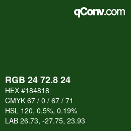 カラーコード: RGB 24 72.8 24 | qconv.com