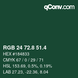 カラーコード: RGB 24 72.8 51.4 | qconv.com