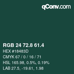 カラーコード: RGB 24 72.8 61.4 | qconv.com