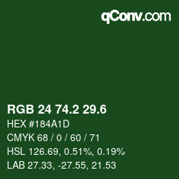 カラーコード: RGB 24 74.2 29.6 | qconv.com