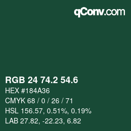 カラーコード: RGB 24 74.2 54.6 | qconv.com