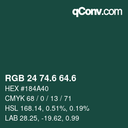 カラーコード: RGB 24 74.6 64.6 | qconv.com
