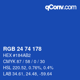 Color code: RGB 24 74 178 | qconv.com