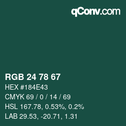 Código de color: RGB 24 78 67 | qconv.com