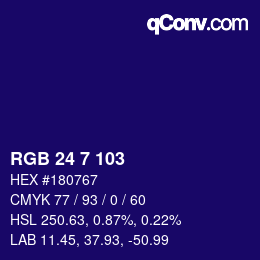 Color code: RGB 24 7 103 | qconv.com