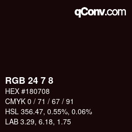 カラーコード: RGB 24 7 8 | qconv.com