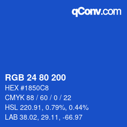 Color code: RGB 24 80 200 | qconv.com