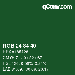 Color code: RGB 24 84 40 | qconv.com