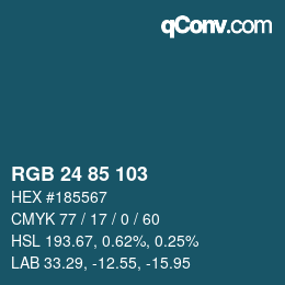 カラーコード: RGB 24 85 103 | qconv.com