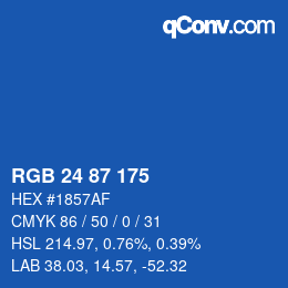 Color code: RGB 24 87 175 | qconv.com