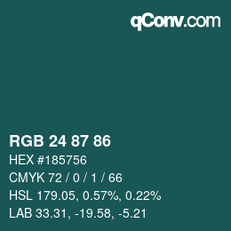 カラーコード: RGB 24 87 86 | qconv.com
