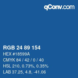 Color code: RGB 24 89 154 | qconv.com