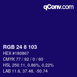 Código de color: RGB 24 8 103 | qconv.com
