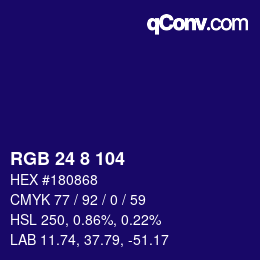 颜色代码: RGB 24 8 104 | qconv.com