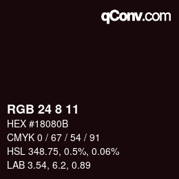 カラーコード: RGB 24 8 11 | qconv.com