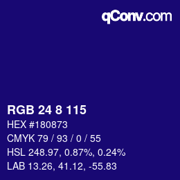 Color code: RGB 24 8 115 | qconv.com