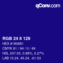 カラーコード: RGB 24 8 129 | qconv.com
