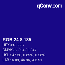 カラーコード: RGB 24 8 135 | qconv.com