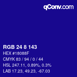 Color code: RGB 24 8 143 | qconv.com