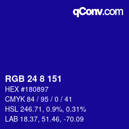 颜色代码: RGB 24 8 151 | qconv.com